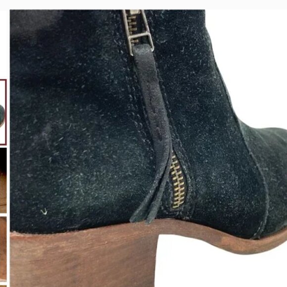 Madewell Janice Black Suede Distressed Toe Ankle Booties - Size 9 - Picture 7 of 9